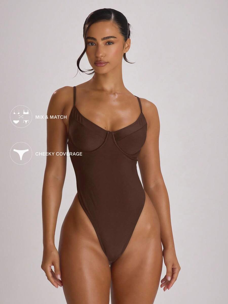 Underwire Cup High Leg Cheeky One-Piece Swimsuit – Summer Beach Vacation Swimwear