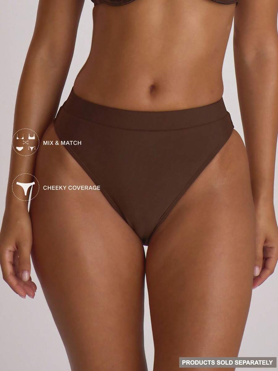 High Waist High Leg Cheeky Bikini Bottoms – Summer Beach Vacation Swimwear