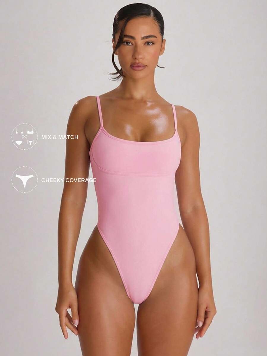 Strappy Binding High Leg Cheeky Swimsuit – Summer Beach Vacation Swimwear
