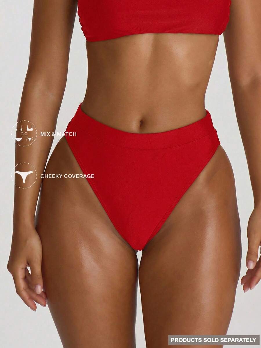 High Waist High Leg Cheeky Bikini Bottoms – Summer Beach Vacation Swimwear
