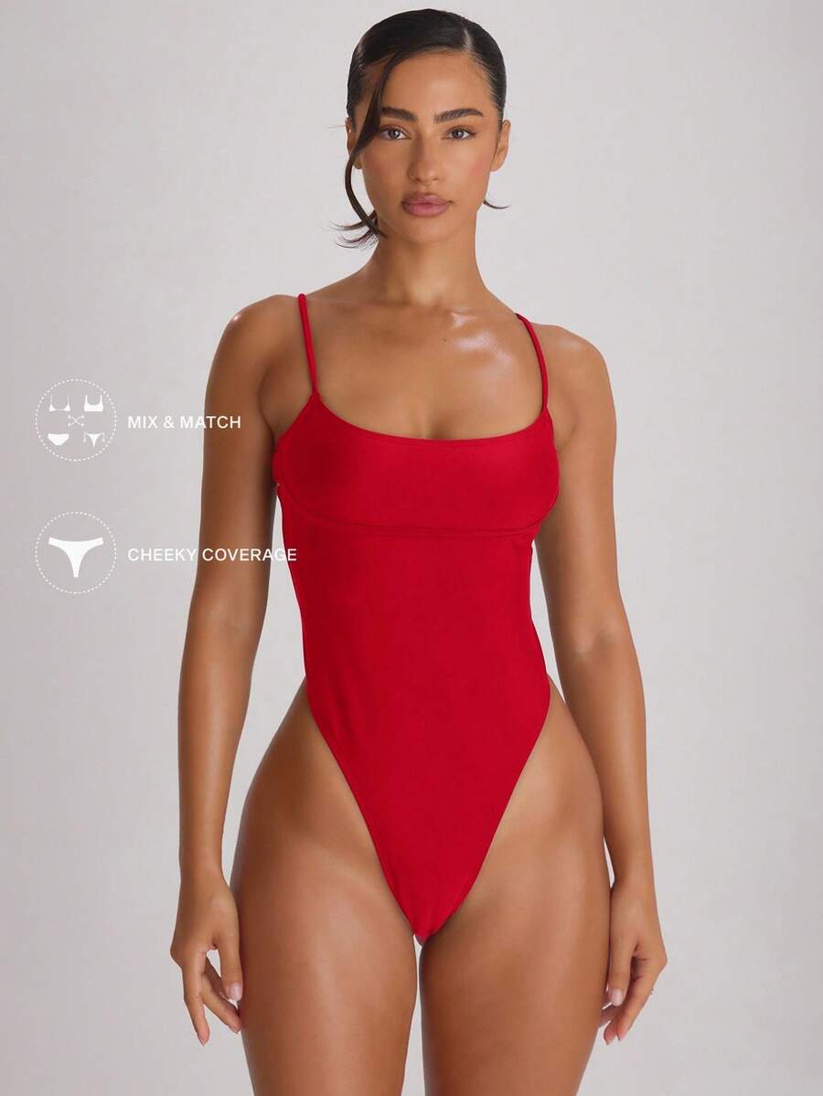 Strappy Binding High Leg Cheeky Swimsuit – Summer Beach Vacation Swimwear