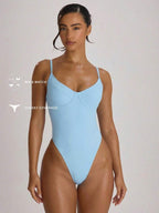 Underwire Cup High Leg Cheeky One-Piece Swimsuit – Summer Beach Vacation Swimwear