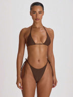 Tie Side Scooped Front Thong Bikini Bottoms – Summer Beach Vacation Swimwear