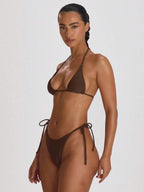 Tie Side Scooped Front Thong Bikini Bottoms – Summer Beach Vacation Swimwear