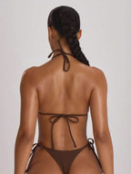 Tie Side Scooped Front Thong Bikini Bottoms – Summer Beach Vacation Swimwear