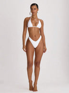 High Leg Dipped Front Thong Bikini Bottoms – Summer Beach Vacation Swimwear