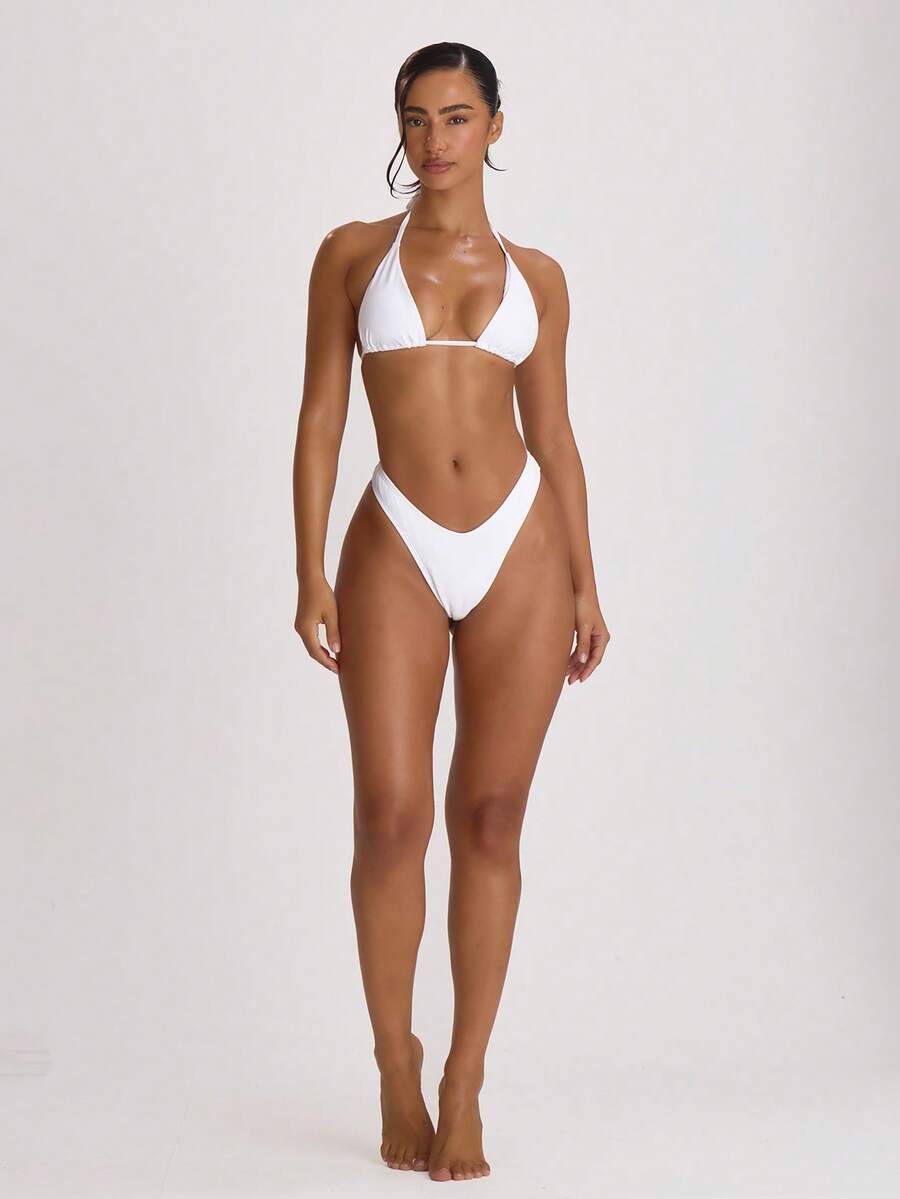 High Leg Dipped Front Thong Bikini Bottoms – Summer Beach Vacation Swimwear