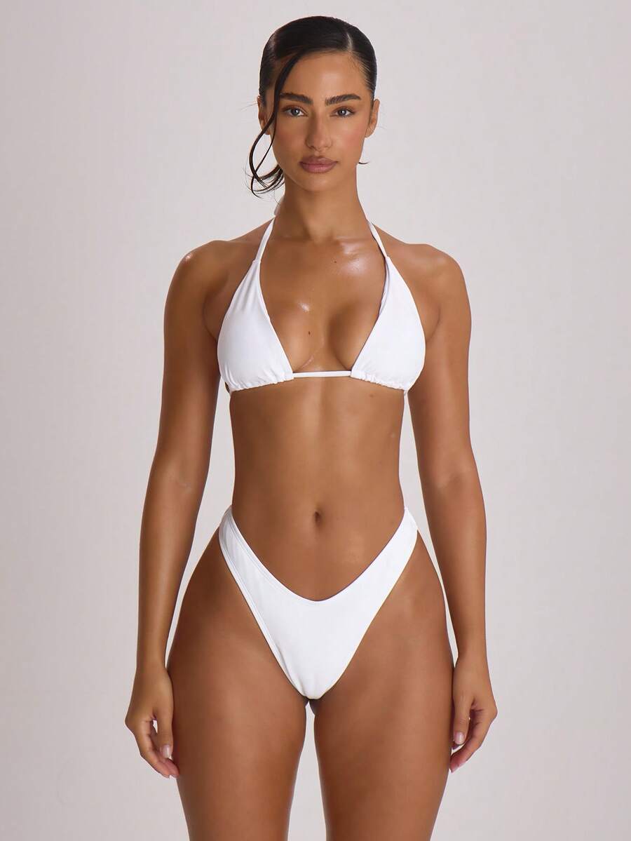 High Leg Dipped Front Thong Bikini Bottoms – Summer Beach Vacation Swimwear