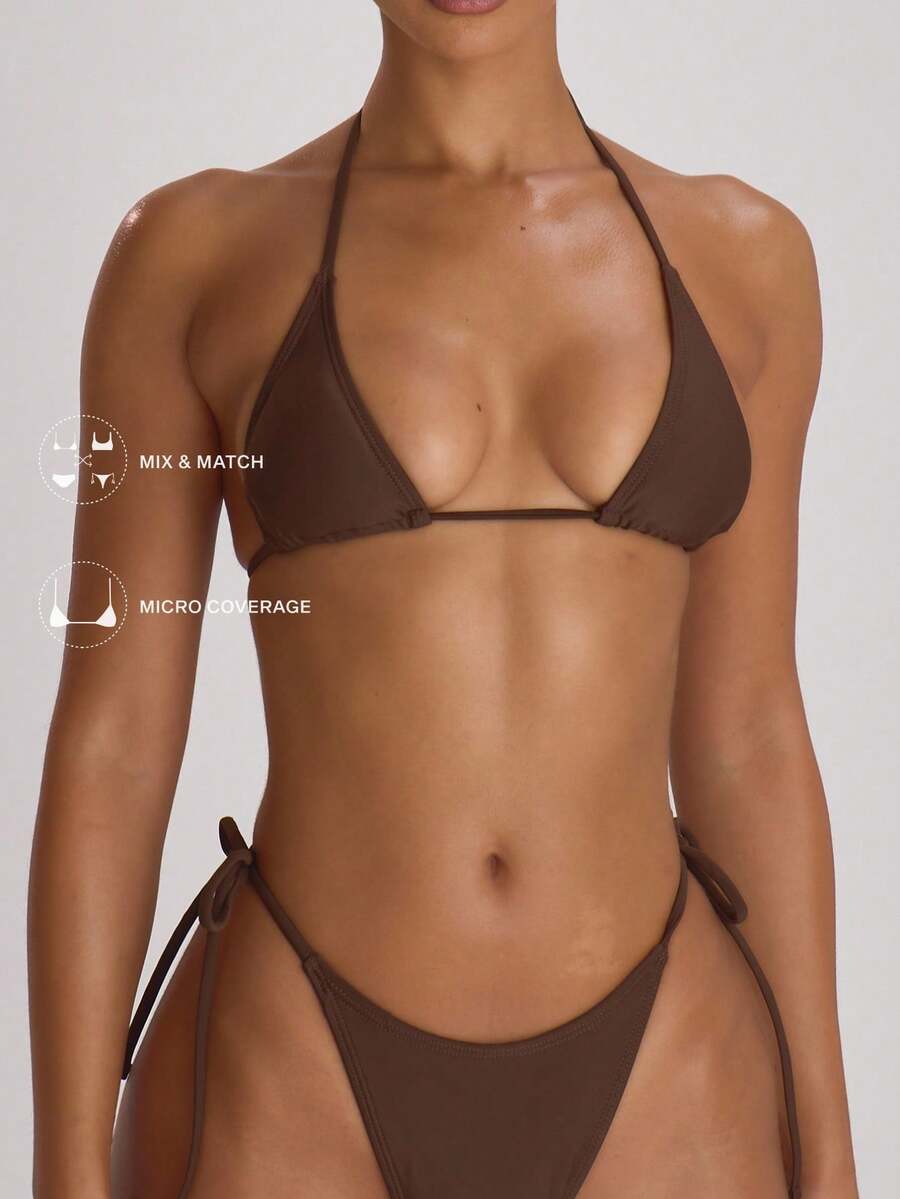 Micro Triangle Halterneck Tie Bikini Top – Summer Beach Vacation Swimwear