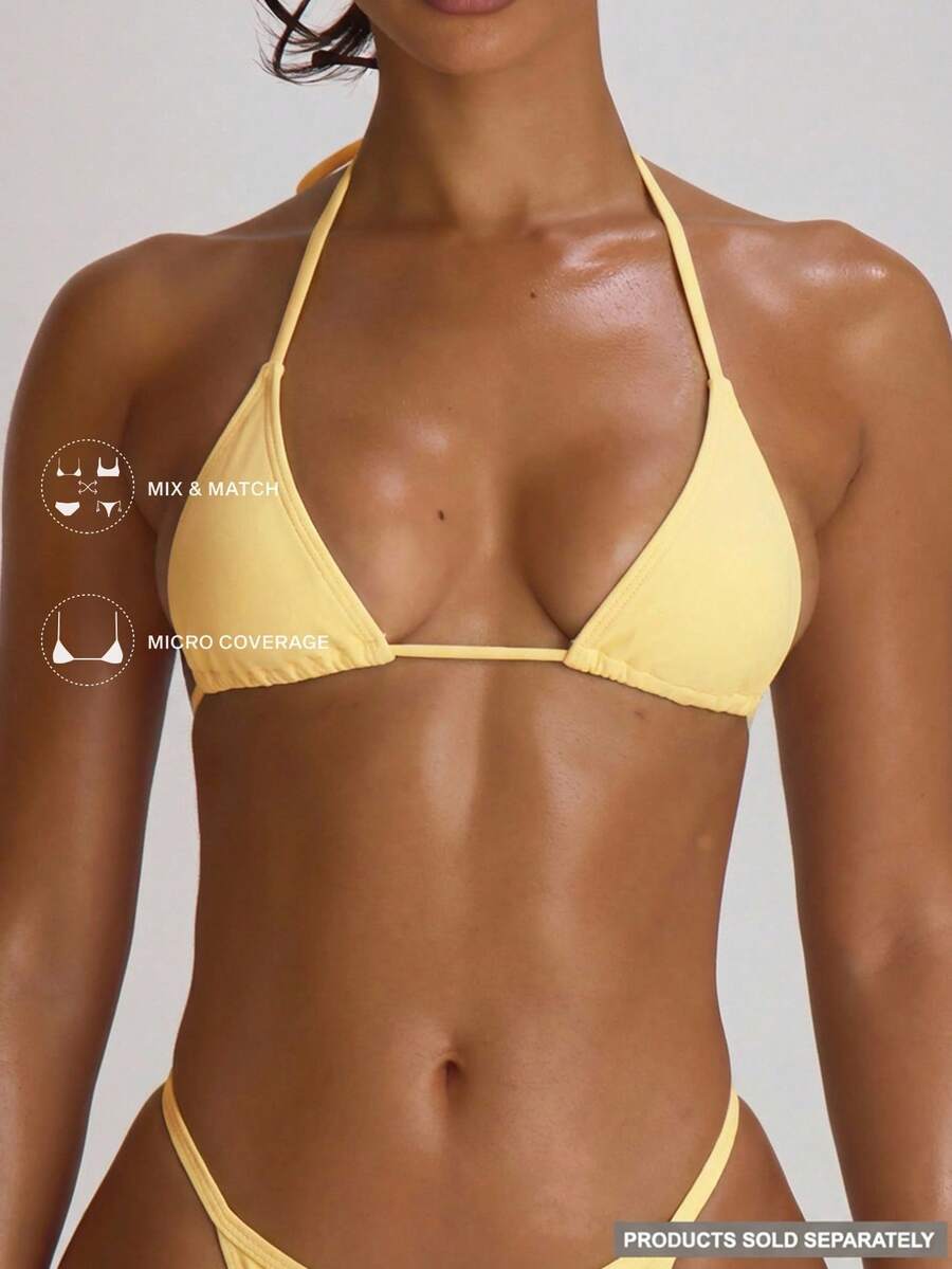 Micro Triangle Halterneck Tie Bikini Top – Summer Beach Vacation Swimwear