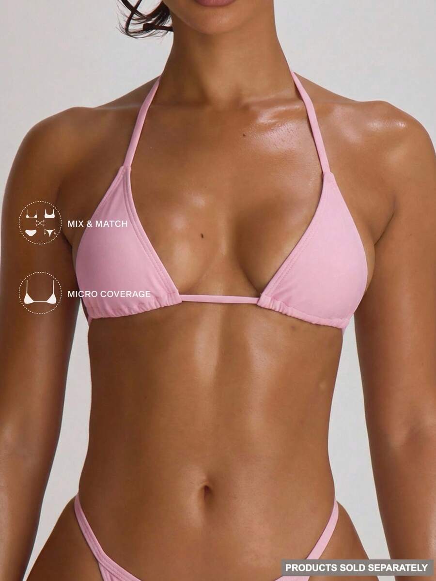 Micro Triangle Halterneck Tie Bikini Top – Summer Beach Vacation Swimwear