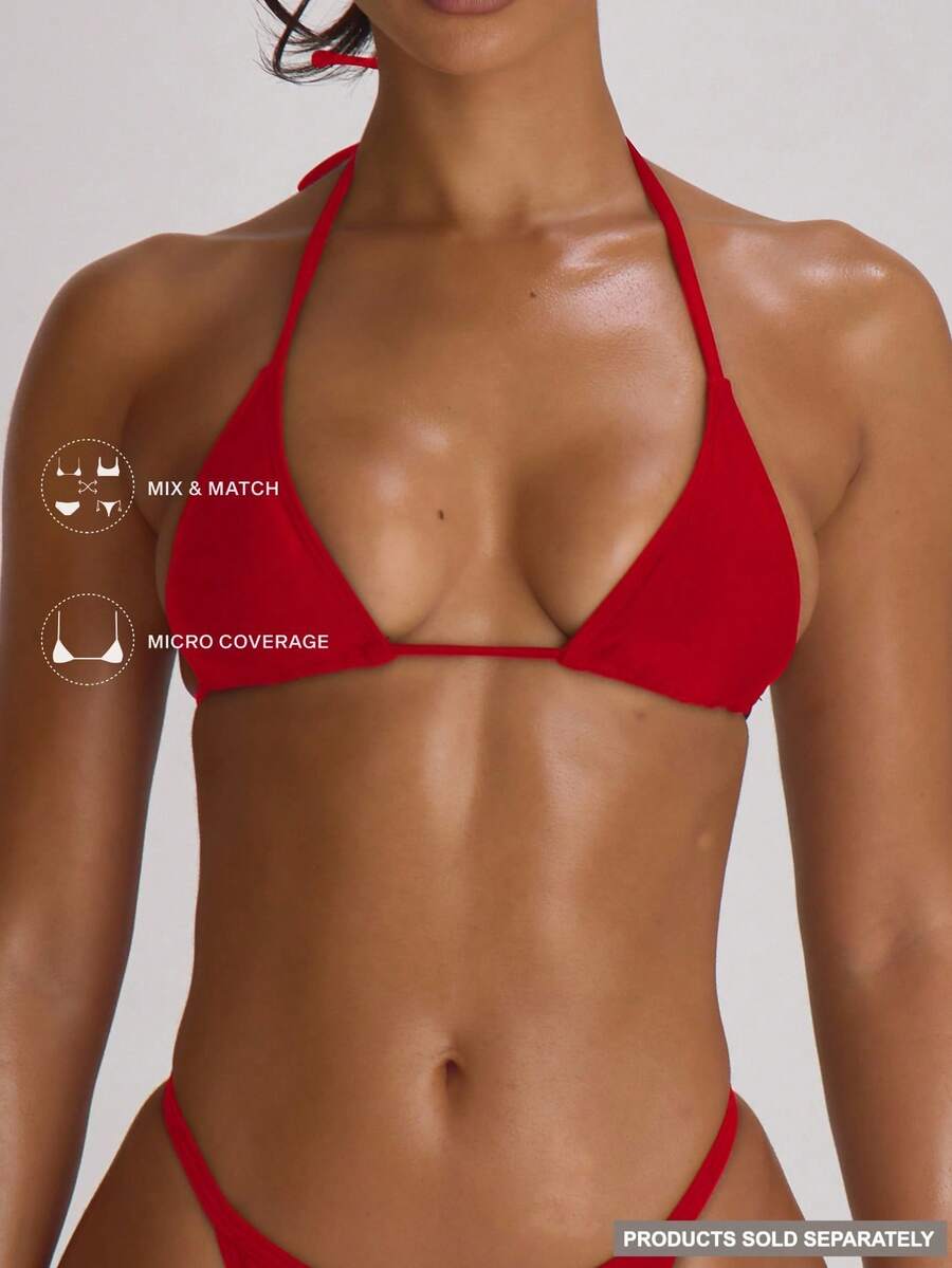 Micro Triangle Halterneck Tie Bikini Top – Summer Beach Vacation Swimwear