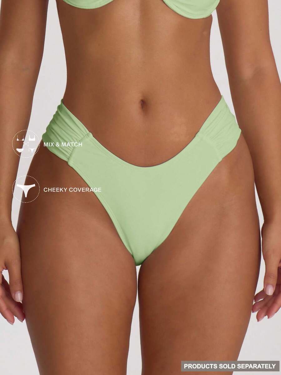 Ruched Side Cheeky Bikini Bottoms – Summer Beach Vacation Swimwear