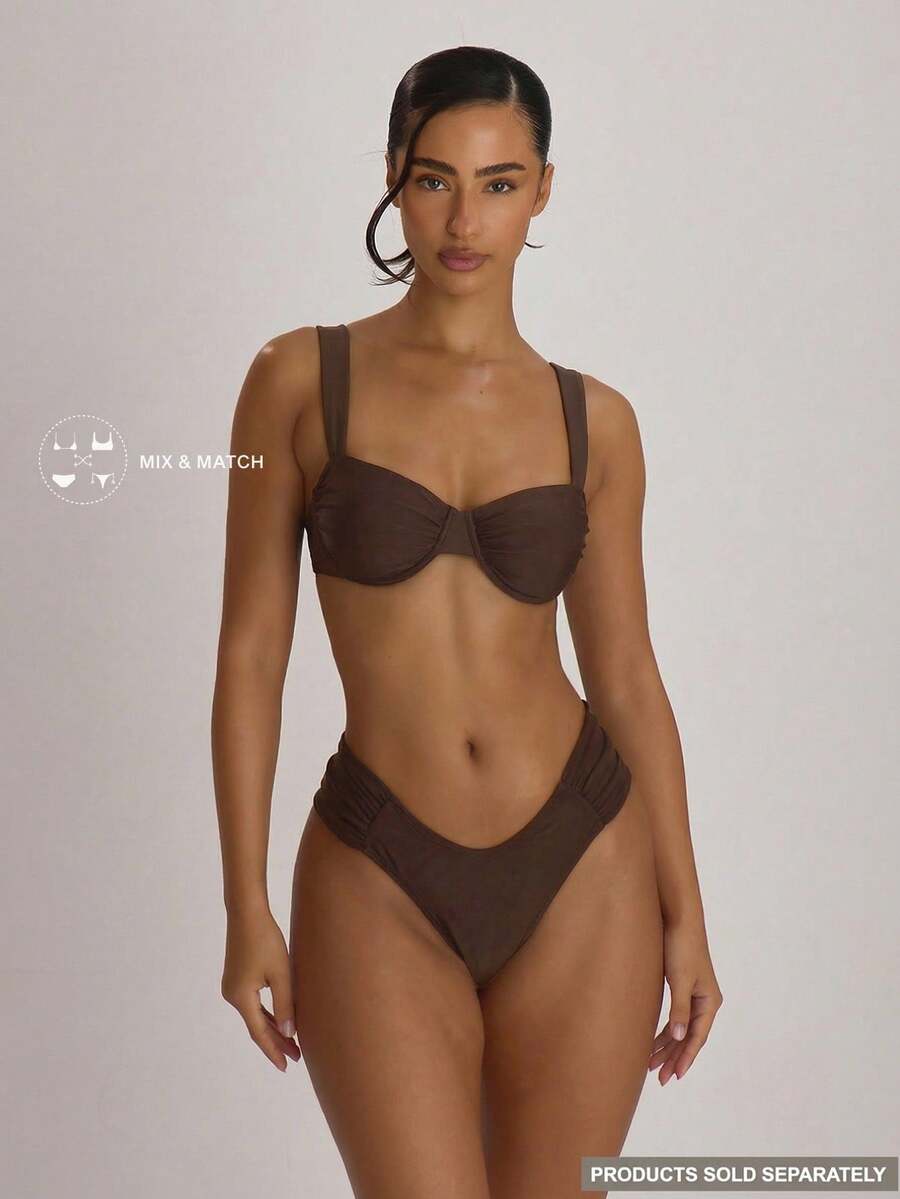 Underwire Ruched Cup Push-Up Bikini Top – Summer Beach Vacation Swimwear