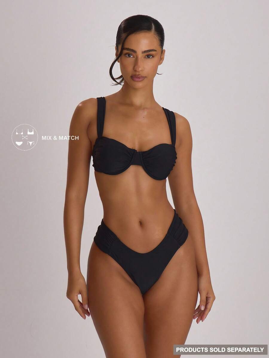 Underwire Ruched Cup Push-Up Bikini Top – Summer Beach Vacation Swimwear