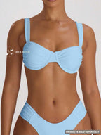 Underwire Ruched Cup Push-Up Bikini Top – Summer Beach Vacation Swimwear