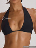 High Apex Halterneck Tie Back Bikini Top – Summer Beach Vacation Swimwear
