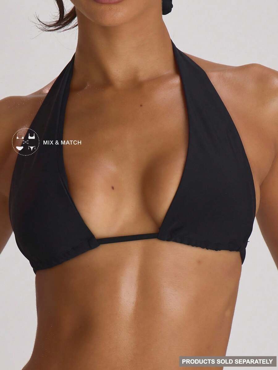 High Apex Halterneck Tie Back Bikini Top – Summer Beach Vacation Swimwear