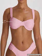 Underwire Ruched Cup Push-Up Bikini Top – Summer Beach Vacation Swimwear