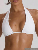 High Apex Halterneck Tie Back Bikini Top – Summer Beach Vacation Swimwear