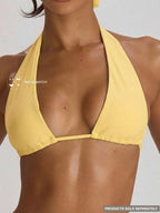 High Apex Halterneck Tie Back Bikini Top – Summer Beach Vacation Swimwear