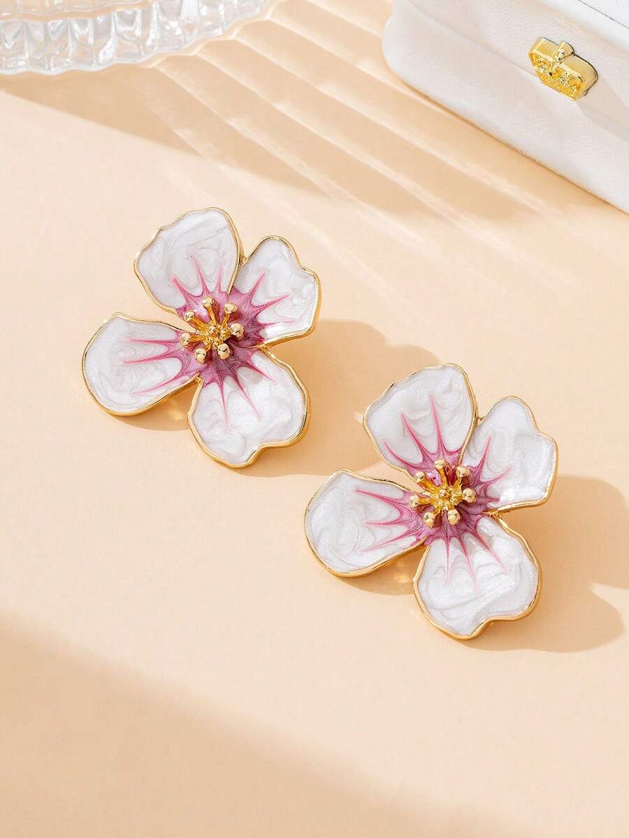 Tie Dye Drip Flower Asymmetric Stud Earrings – Jewellery for Women