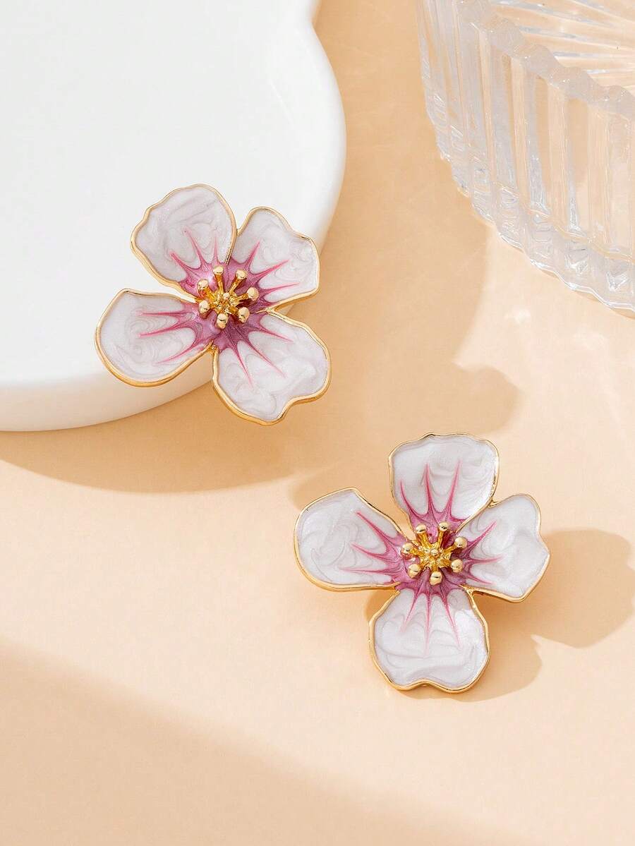 Tie Dye Drip Flower Asymmetric Stud Earrings – Jewellery for Women