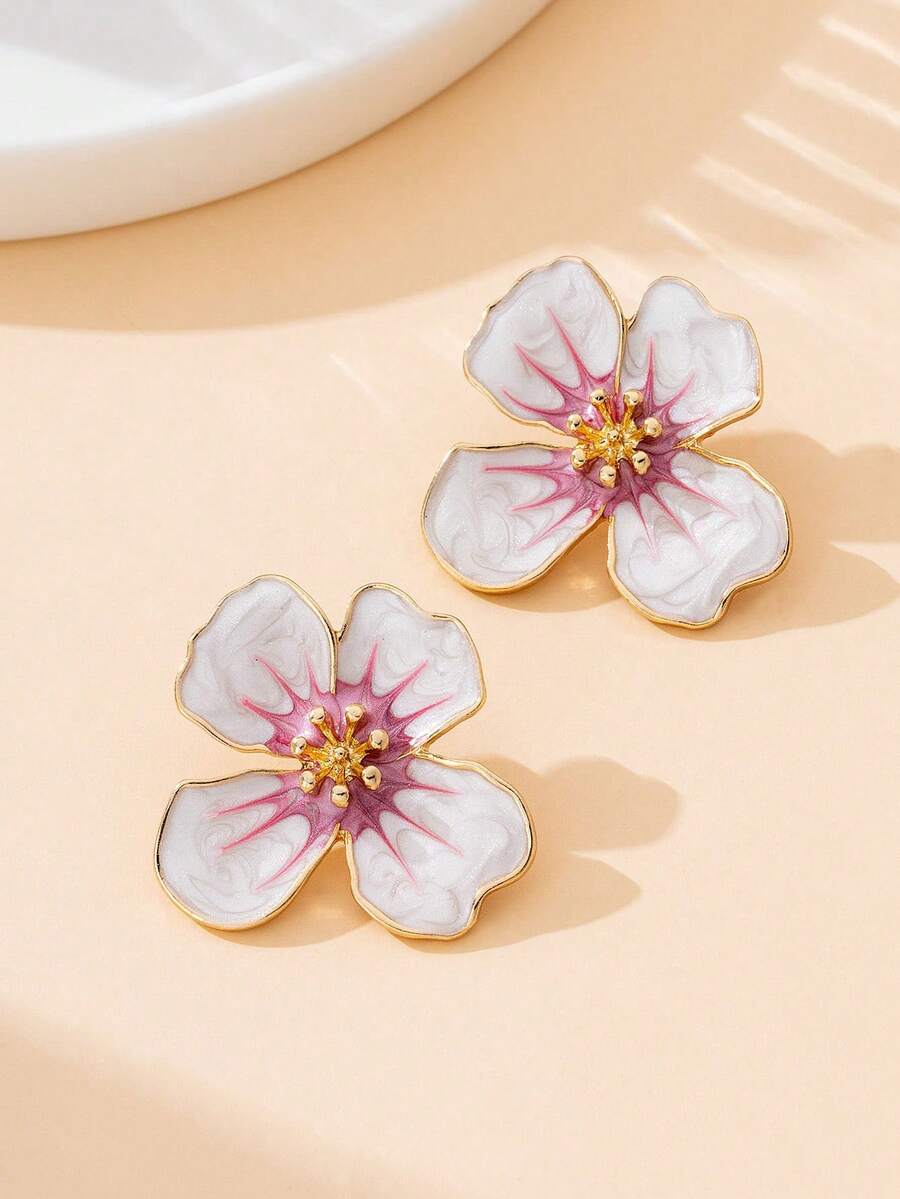 Tie Dye Drip Flower Asymmetric Stud Earrings – Jewellery for Women