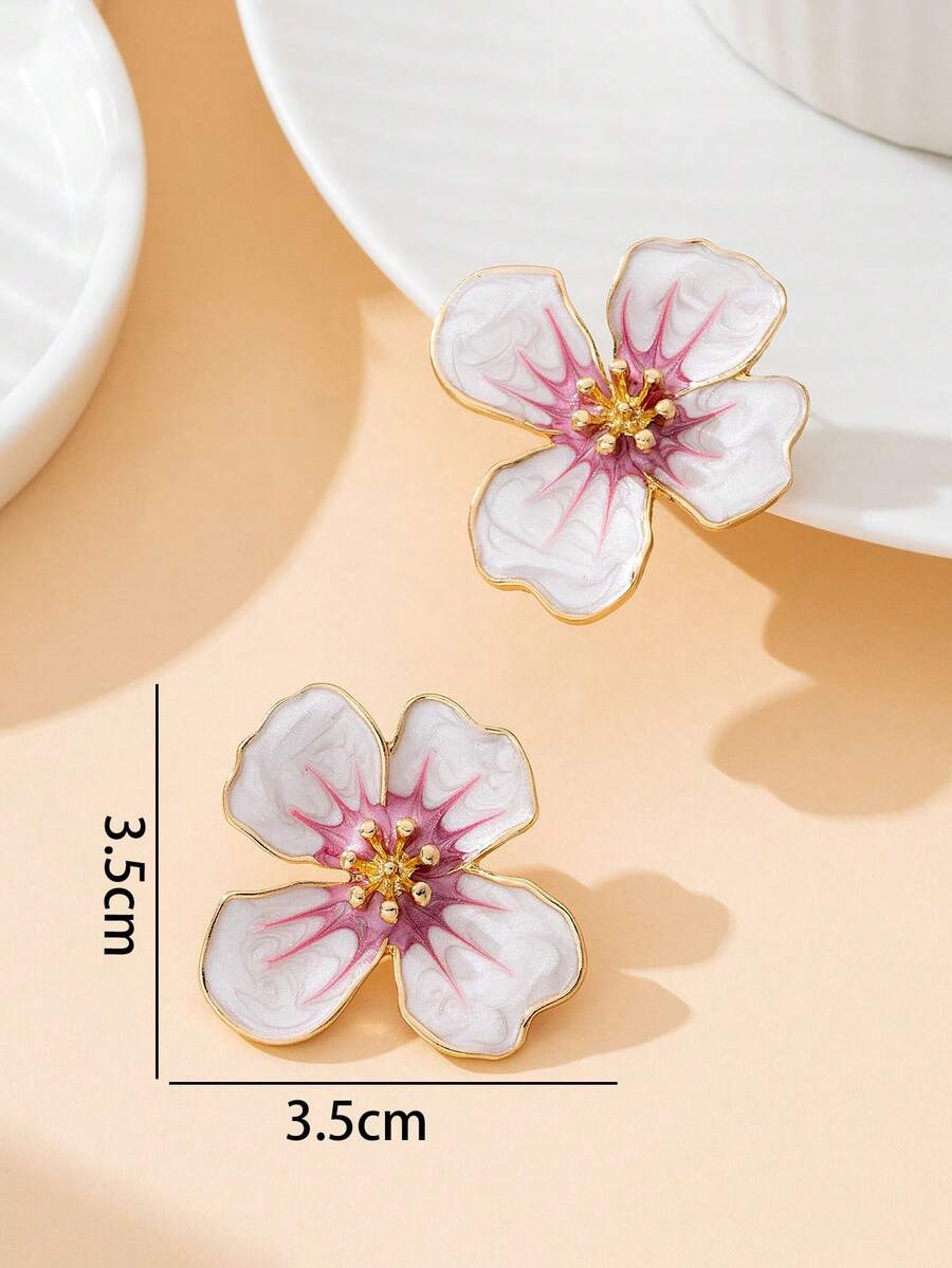 Tie Dye Drip Flower Asymmetric Stud Earrings – Jewellery for Women