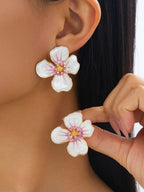 Tie Dye Drip Flower Asymmetric Stud Earrings – Jewellery for Women