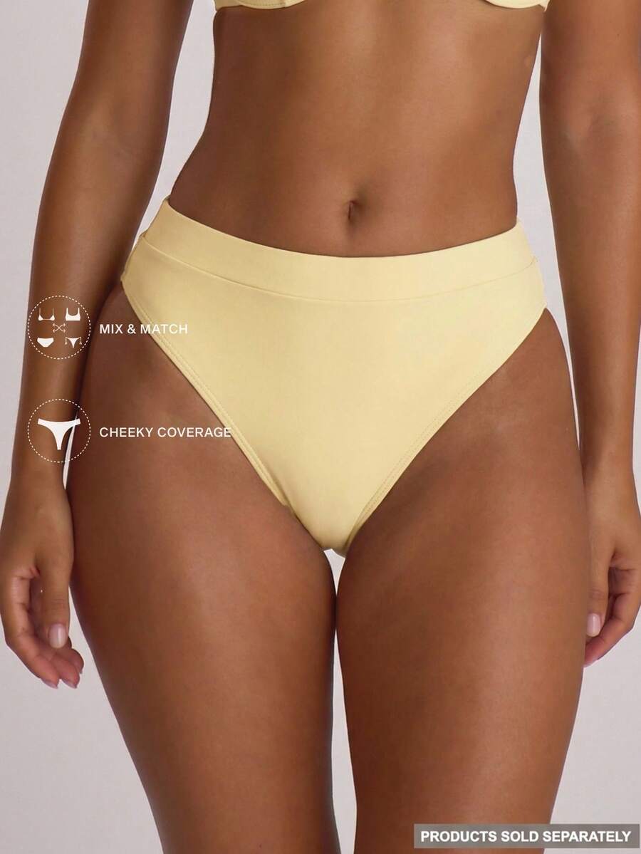 High Waist High Leg Cheeky Bikini Bottoms – Summer Beach Vacation Swimwear