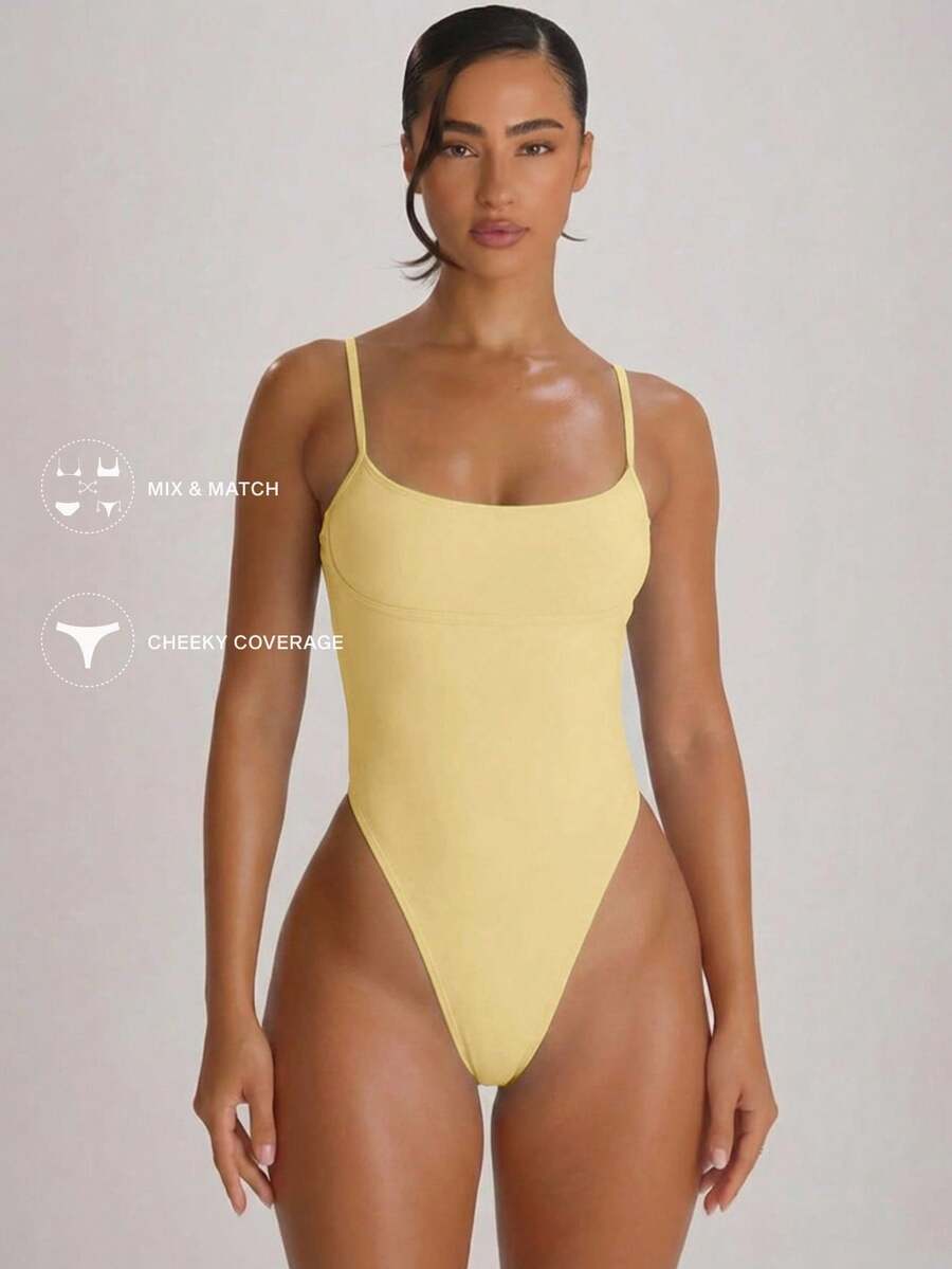 Strappy Binding High Leg Cheeky Swimsuit – Summer Beach Vacation Swimwear