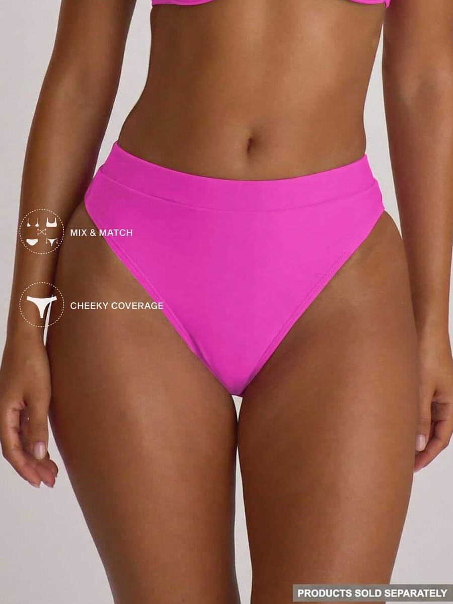 High Waist High Leg Cheeky Bikini Bottoms – Summer Beach Vacation Swimwear