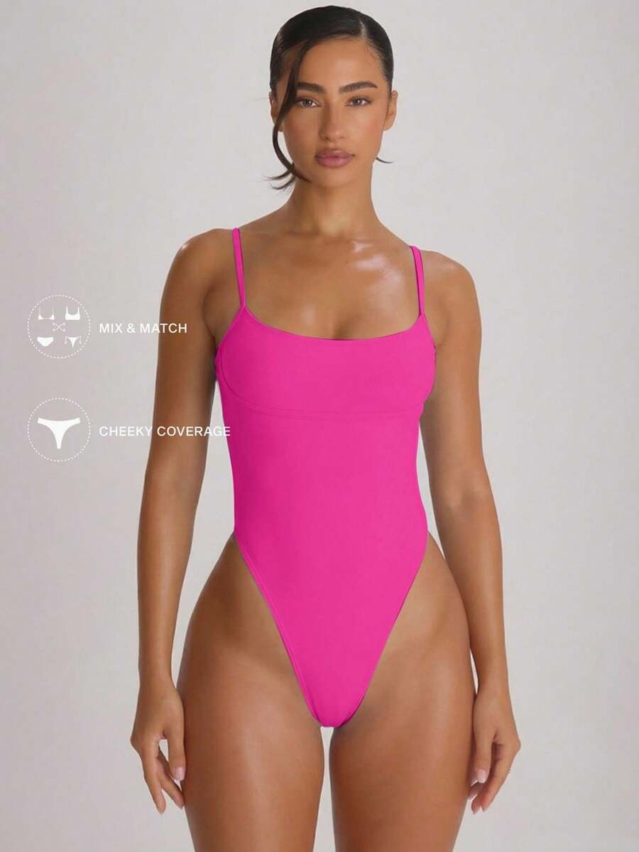 Strappy Binding High Leg Cheeky Swimsuit – Summer Beach Vacation Swimwear