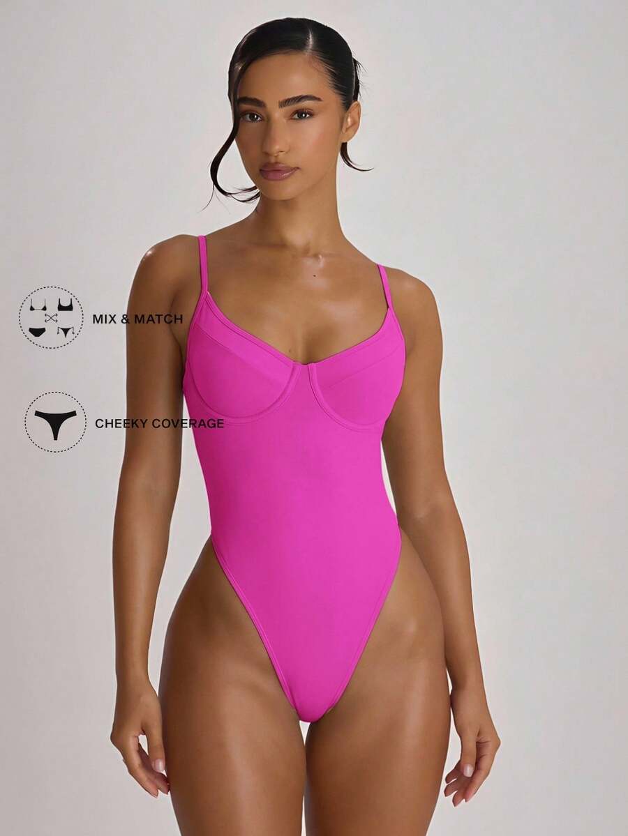 Underwire Cup High Leg Cheeky One-Piece Swimsuit – Summer Beach Vacation Swimwear
