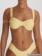 Underwire Ruched Cup Push-Up Bikini Top – Summer Beach Vacation Swimwear