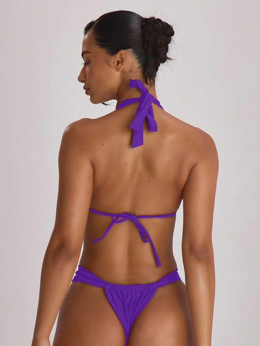 Thick Strap Ruched Cheeky Bikini Bottoms – Summer Beach Vacation Swimwear