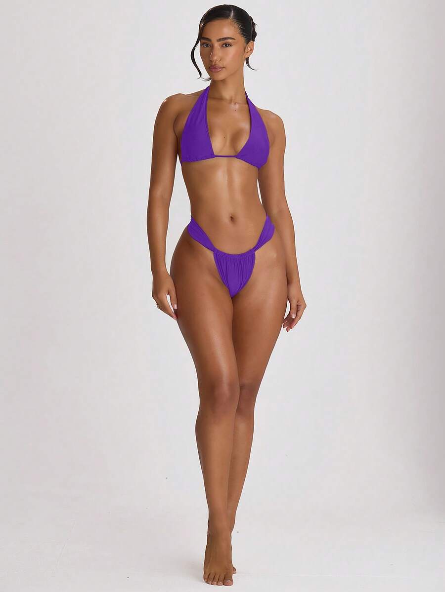 Thick Strap Ruched Cheeky Bikini Bottoms – Summer Beach Vacation Swimwear