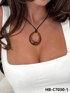 Water Drop Acrylic Pendant Leather Cord Necklace – Jewellery for Women