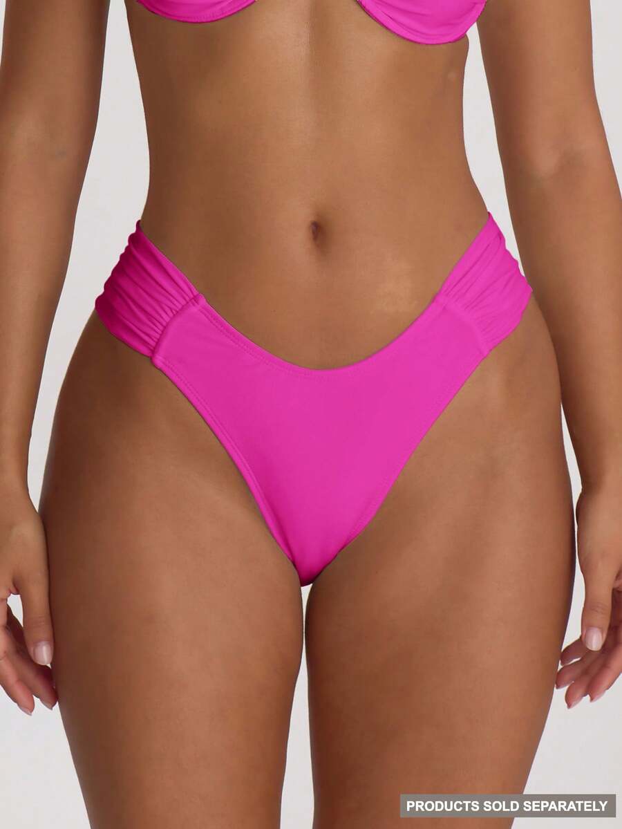 Ruched Side Cheeky Bikini Bottoms – Summer Beach Vacation Swimwear