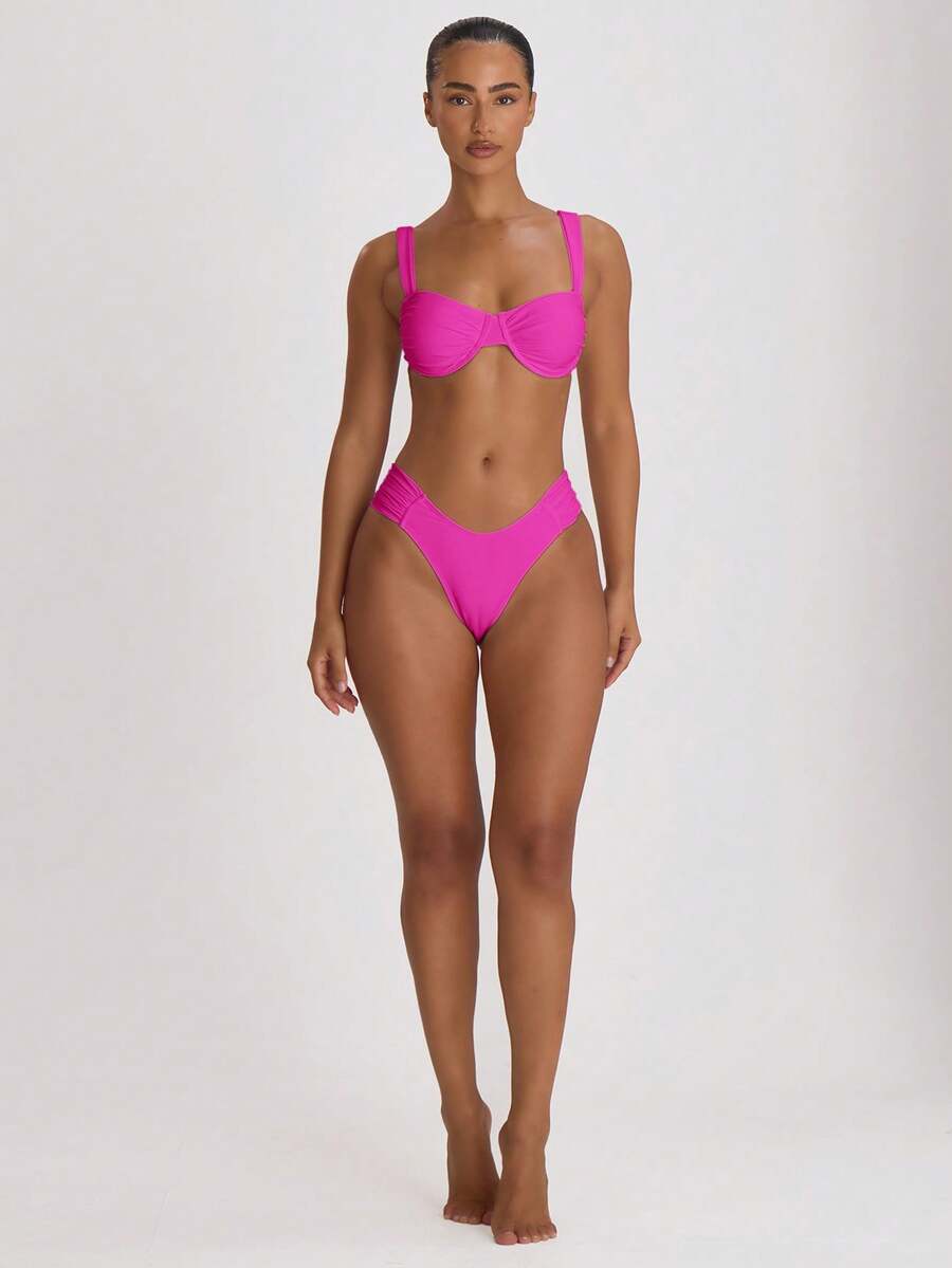 Ruched Side Cheeky Bikini Bottoms – Summer Beach Vacation Swimwear
