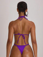 Micro Triangle Halterneck Tie Bikini Top – Summer Beach Vacation Swimwear