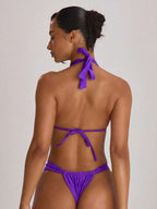 High Apex Halterneck Tie Back Bikini Top – Summer Beach Vacation Swimwear
