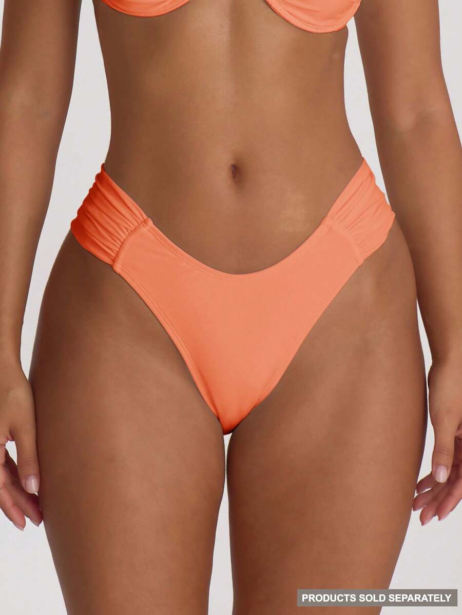 Ruched Side Cheeky Bikini Bottoms – Summer Beach Vacation Swimwear