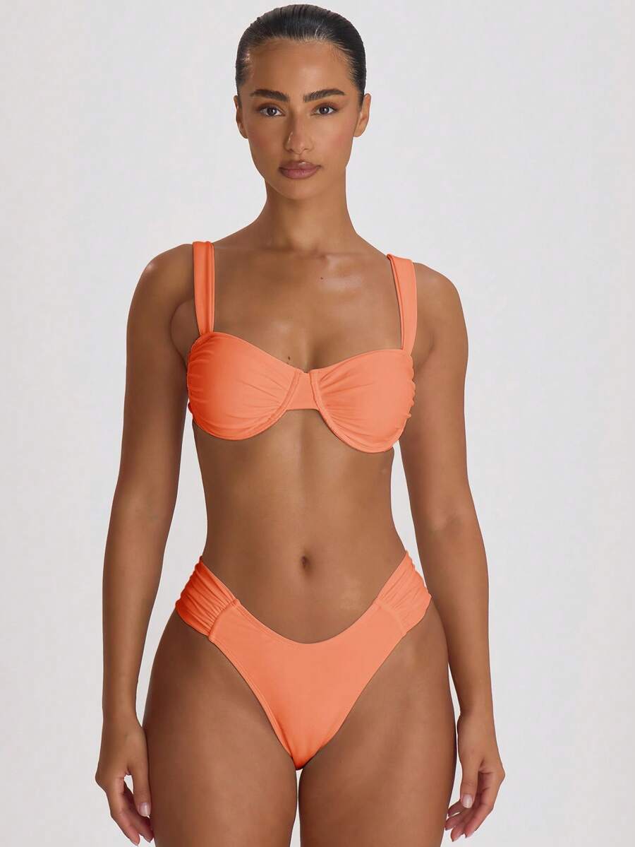 Ruched Side Cheeky Bikini Bottoms – Summer Beach Vacation Swimwear