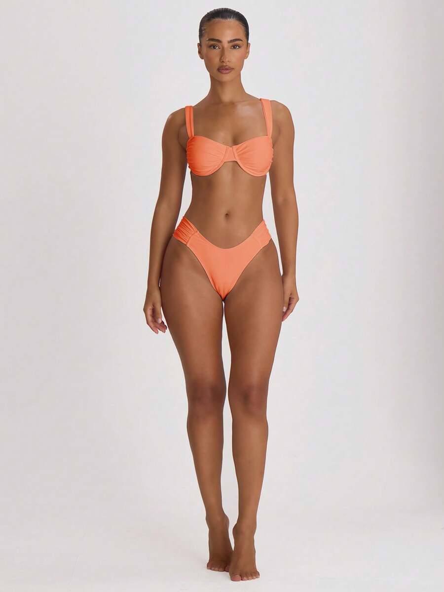 Ruched Side Cheeky Bikini Bottoms – Summer Beach Vacation Swimwear