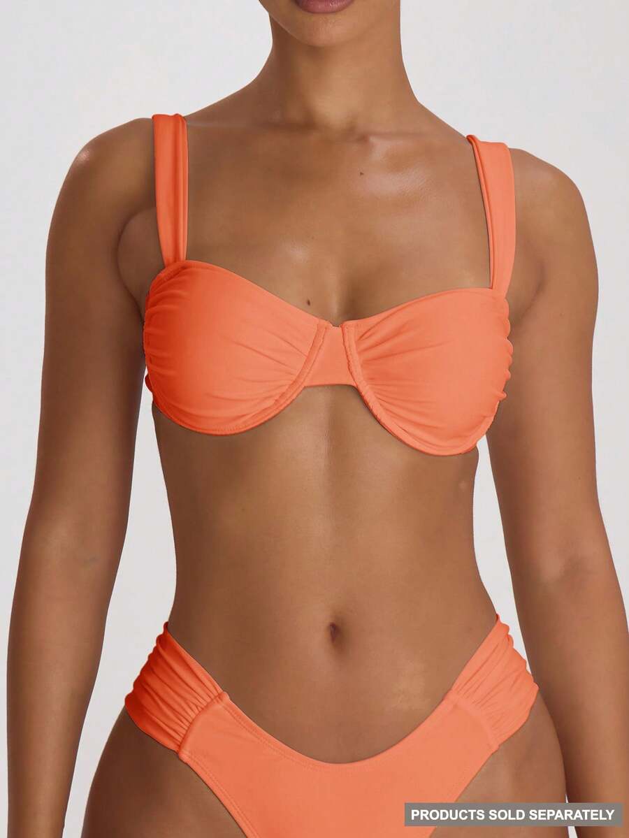 Underwire Ruched Cup Push-Up Bikini Top – Summer Beach Vacation Swimwear