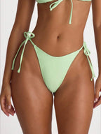 Tie Side Scooped Front Thong Bikini Bottoms – Summer Beach Vacation Swimwear