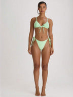 Tie Side Scooped Front Thong Bikini Bottoms – Summer Beach Vacation Swimwear