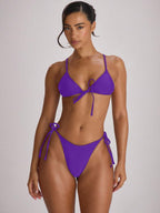 Tie Side Scooped Front Thong Bikini Bottoms – Summer Beach Vacation Swimwear